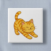 Stretching Orange Tabby Cat Button