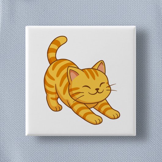 Stretching Orange Tabby Cat Button