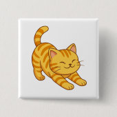 Stretching Orange Tabby Cat Button (Vorderseite)