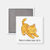 Stretching Orange Tabby Cat Custom Text Magnet (Vorderseite/Rückseite)