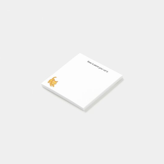 Stretching Orange Tabby Cat Custom Text Post-it Klebezettel (angewinkelt)