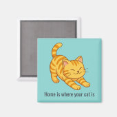 Stretching Orange Tabby Cat Green Custom Text Magnet (Vorderseite/Rückseite)