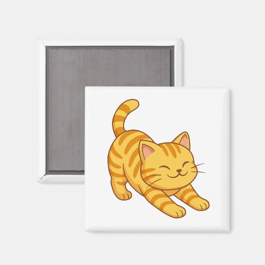 Stretching Orange Tabby Cat Magnet (Vorderseite/Rückseite)
