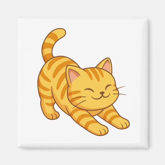 Stretching Orange Tabby Cat Magnet (Vorne)