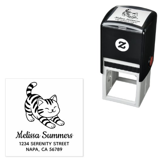Stretching Tabby Cat Address Permastempel (Beispiel)