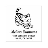Stretching Tabby Cat Address Permastempel (Design)