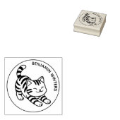 Stretching Tabby Cat Custom Text Gummistempel (Stempel)