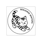 Stretching Tabby Cat Custom Text Gummistempel (Prägung)