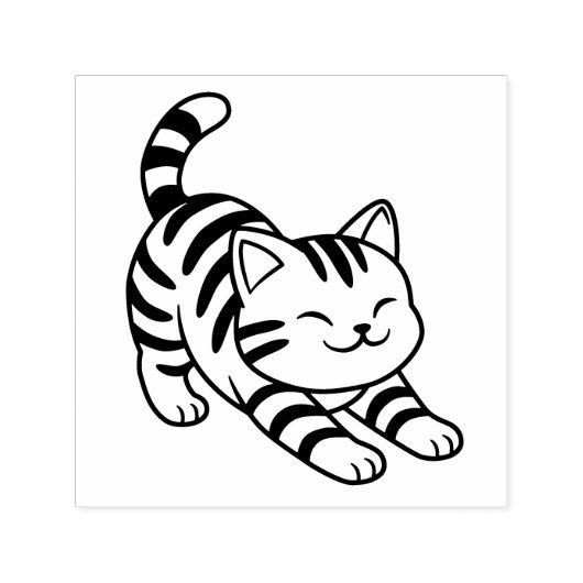 Stretching Tabby Cat Permastempel (Design)