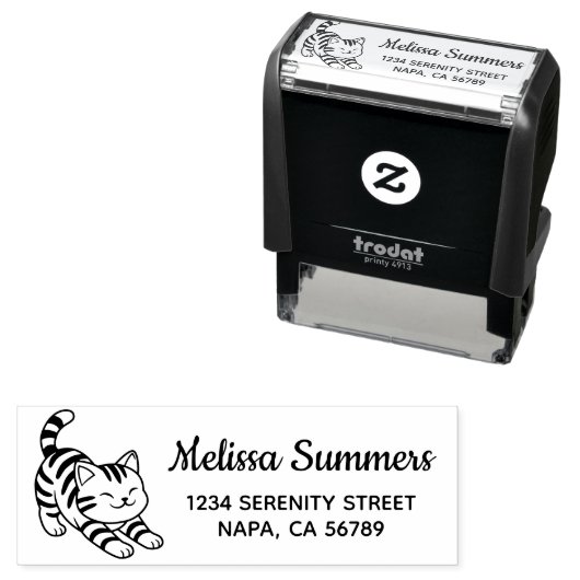 Stretching Tabby Cat Return Address Permastempel (Beispiel)