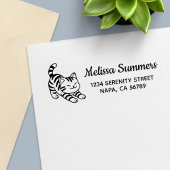 Stretching Tabby Cat Return Address Permastempel