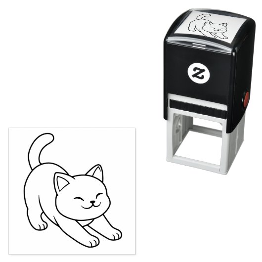 Stretching White Cat Permastempel (Beispiel)