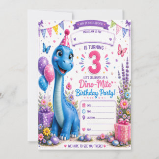 Stretchs Dino-Mite 3. Geburtstagseinladung Einladung