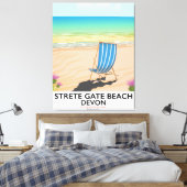 Strete Gate Beach Devon Reiseplakat Leinwanddruck (Insitu (Schlafzimmer))