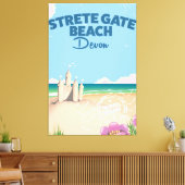 Strete Gate Beach Devon Vintage Reiseplakat Leinwanddruck (Insitu (Wohnzimmer))