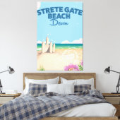 Strete Gate Beach Devon Vintage Reiseplakat Leinwanddruck (Insitu (Schlafzimmer))