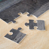 Streunende Hunde vor schmutzigen grünen Türen Puzzle (Seite)