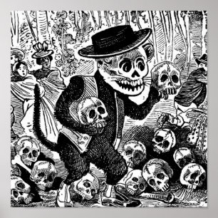 Streunende Katze Calavera C. frühes 1900's Mexiko Poster
