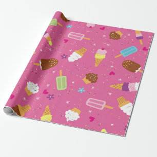 Streusel, Cupcakes, Eiscreme und Eis am Stiel vers Geschenkpapier