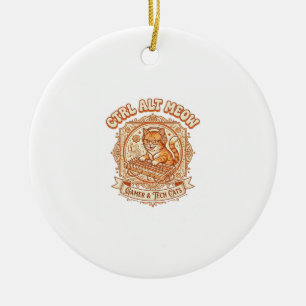 Strg Alt Miau Katze Gamer Tech Vintage Vektor Kuns Keramik Ornament
