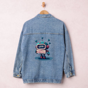 STRG+ HELLO Denim Delight: Niedlicher Roboter Spar Jeansjacke