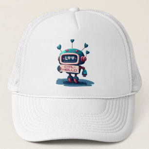 STRG+ HELLO Denim Delight: Niedlicher Roboter Spar Truckerkappe