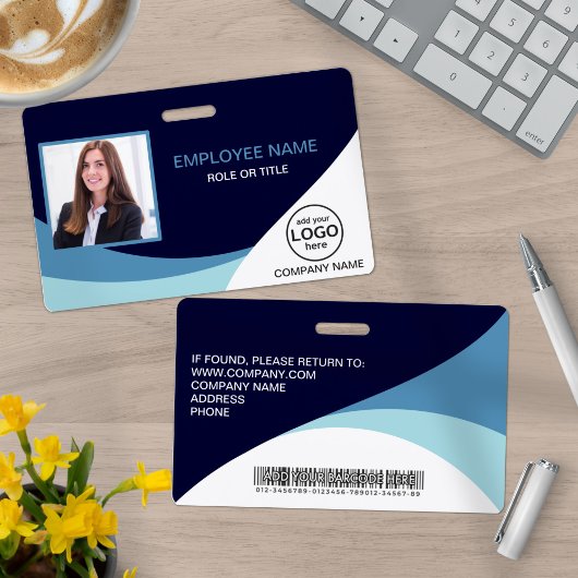 Strichcode Blau des benutzerdefinierten Fotos Firm Ausweis