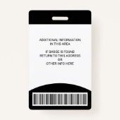 Strichcode des benutzerdefinierten Fotos Name Roll Ausweis (Rückseite)