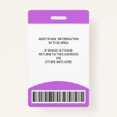 Strichcode des benutzerdefinierten Fotos Name Roll Ausweis (Rückseite)