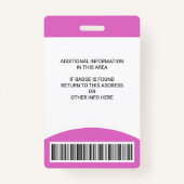 Strichcode des benutzerdefinierten Fotos Name Roll Ausweis (Rückseite)