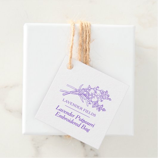 Strichcode des Lavendelpotpourri-Produkts und QR-C Geschenkanhänger (Beispiel)