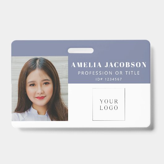 Strichcode des Lila White Employee Foto-ID-Logos Ausweis (Vorderseite)