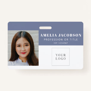 Strichcode des Lila White Employee Foto-ID-Logos Ausweis
