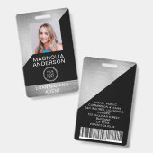 Strichcode-Foto aus gebürstetem Metal-Mitarbeiter- Ausweis (Vorder- & Rückseite)