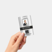 Strichcode Foto Name ID Card Vertikal Metal Grau Ausweis (Handheld)