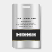 Strichcode Foto Name ID Card Vertikal Metal Grau Ausweis (Rückseite)