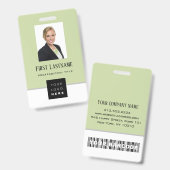 Strichcode Foto Name ID Card Vertikale Grau Minze Ausweis (Vorder- & Rückseite)