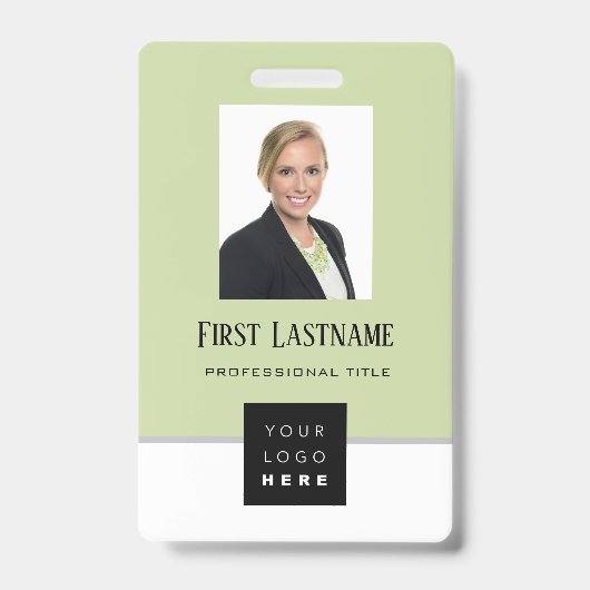 Strichcode Foto Name ID Card Vertikale Grau Minze Ausweis (Vorderseite)