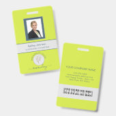 Strichcode Foto Name ID Card Vertikales Gelbes Abz Ausweis (Vorder- & Rückseite)