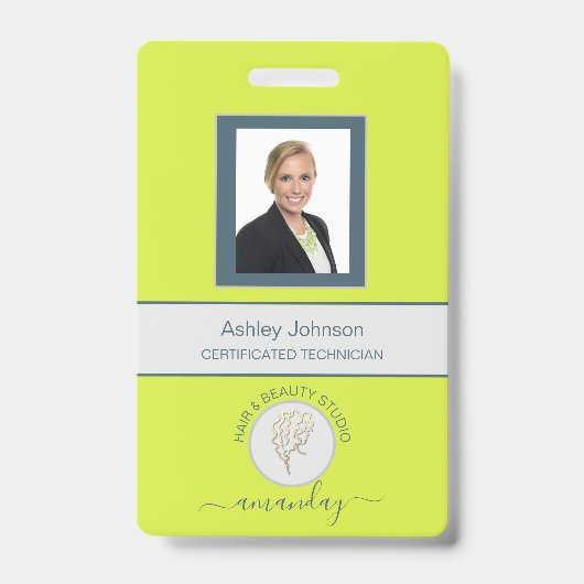 Strichcode Foto Name ID Card Vertikales Gelbes Abz Ausweis (Vorderseite)
