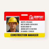 Strichcode für das Logo "Baustelle-ID" Red Templat Ausweis (Vorderseite)