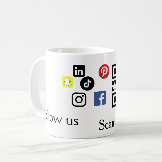 Strichcode für einfache Business Company-Website Kaffeetasse (Vorderseite Links)