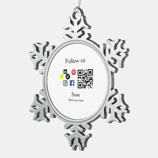 Strichcode für einfache Business Company-Website Schneeflocken Zinn-Ornament (Rechts)