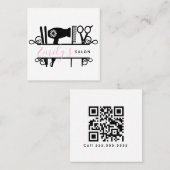 Strichcode für Salon Barber Business-Logos Quadratische Visitenkarte (Vorne/Hinten)