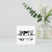 Strichcode für Salon Barber Business-Logos Quadratische Visitenkarte (Stehend Vorderseite)