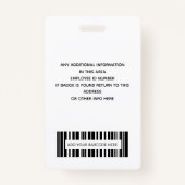 Strichcode-ID des Fotos für einfache Mitarbeiter Ausweis (Rückseite)