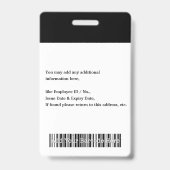 Strichcode-ID des Fotos für Mitarbeiter Ausweis (Rückseite)