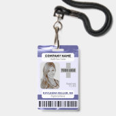 Strichcode-ID-Foto-Vorlage Lila blaue Marmornadel Ausweis (Vorderseite mit Lanyard)