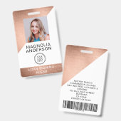 Strichcode-Name des Fotos für gegossene Metallteil Ausweis (Vorder- & Rückseite)