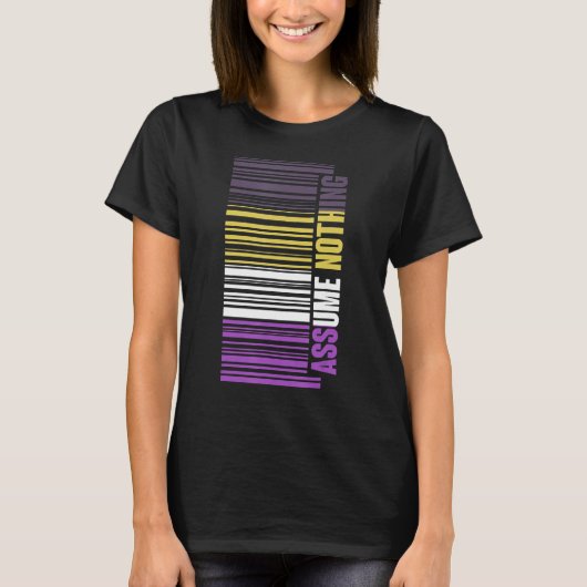 Strichcode Nongender LGBTQ Que Genderfluid non Bin T-Shirt (Vorderseite)